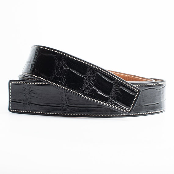 Reversible western style alligator leather belt Amazon.com: Genuine alligator natural leather belts for Men  main image 4