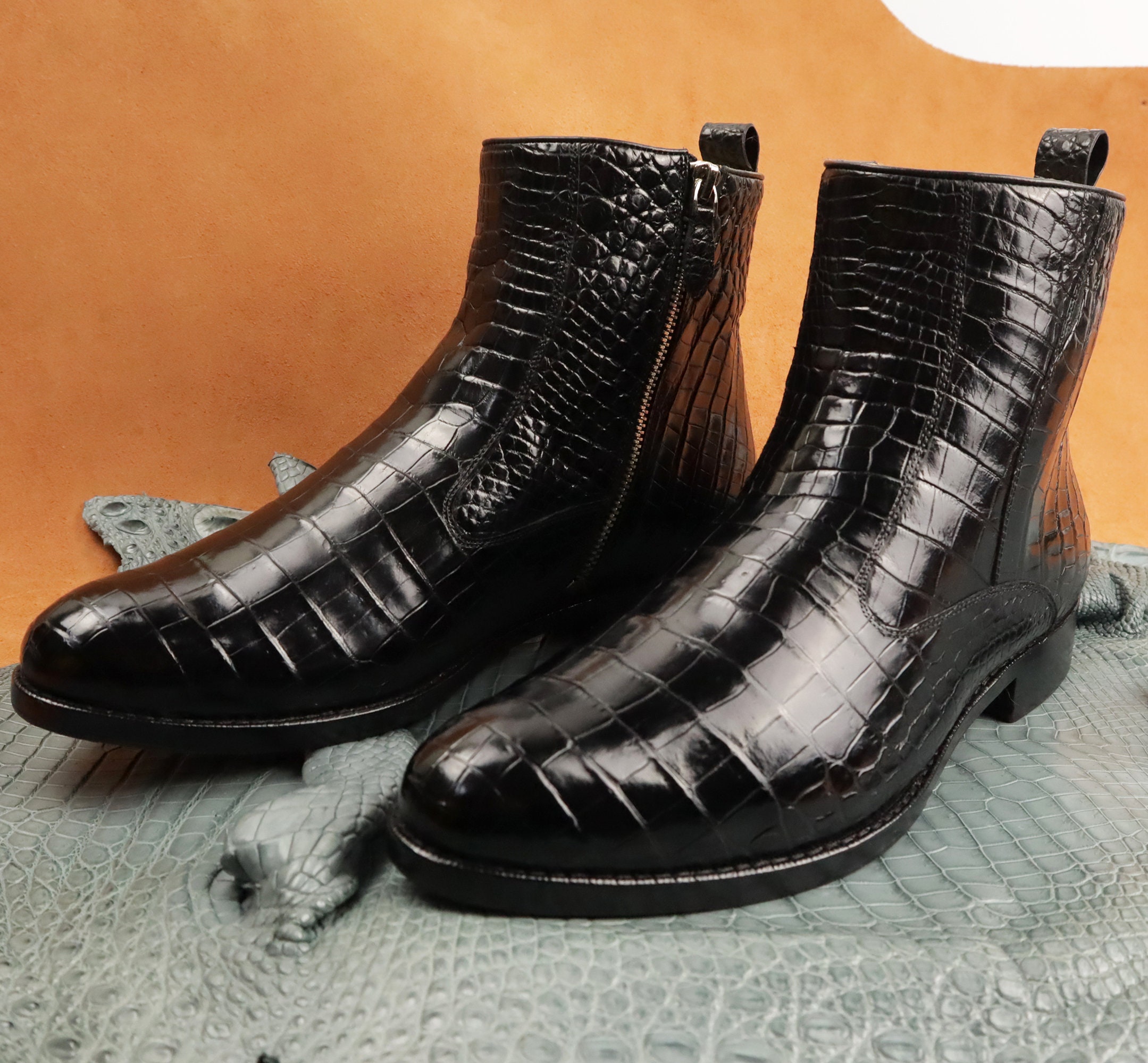 DAVANZATI Boot  Men\'s Size 10 Black  Exotic Alligator & Premium Suede / Ankle Men main image 2