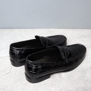Mens Alligator Penny Loafers, Handmade Genuine Leather Slip-On Shoes, Exotic Dress Footwear image 2