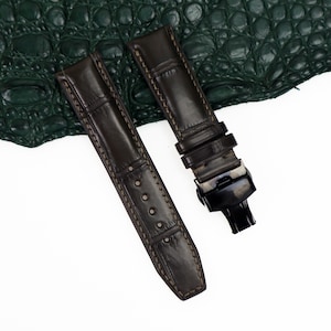 Genuine Leather Watch Band Strap Alligator Replacement Watch Strap Band Quick Release Pins Included Easy