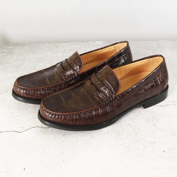 Alligator Loafers Men’s Shoes Slip-On Dress Casual Leather Loafers Size 7-11 US