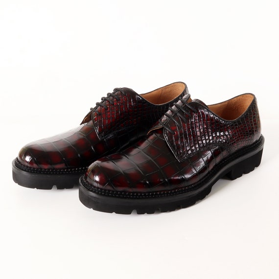 Genuine Leather Men’s Sneaker Shoes Patina Alligator Men Shoes Size 7-11US