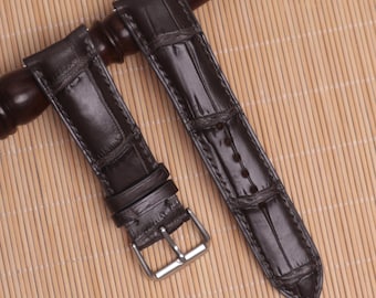 Cinturino per orologio in alligatore, estremità curva, sgancio rapido, cinturino in pelle 24 22, 21, 20, 19, 18, 16, 14 (16 colori)