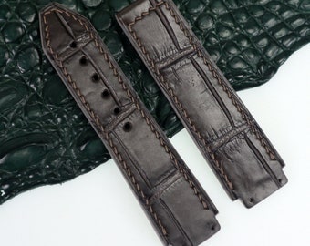 Echtes Leder-Uhrenarmband Alligatorleder Ersatz-Uhrenarmband Grau