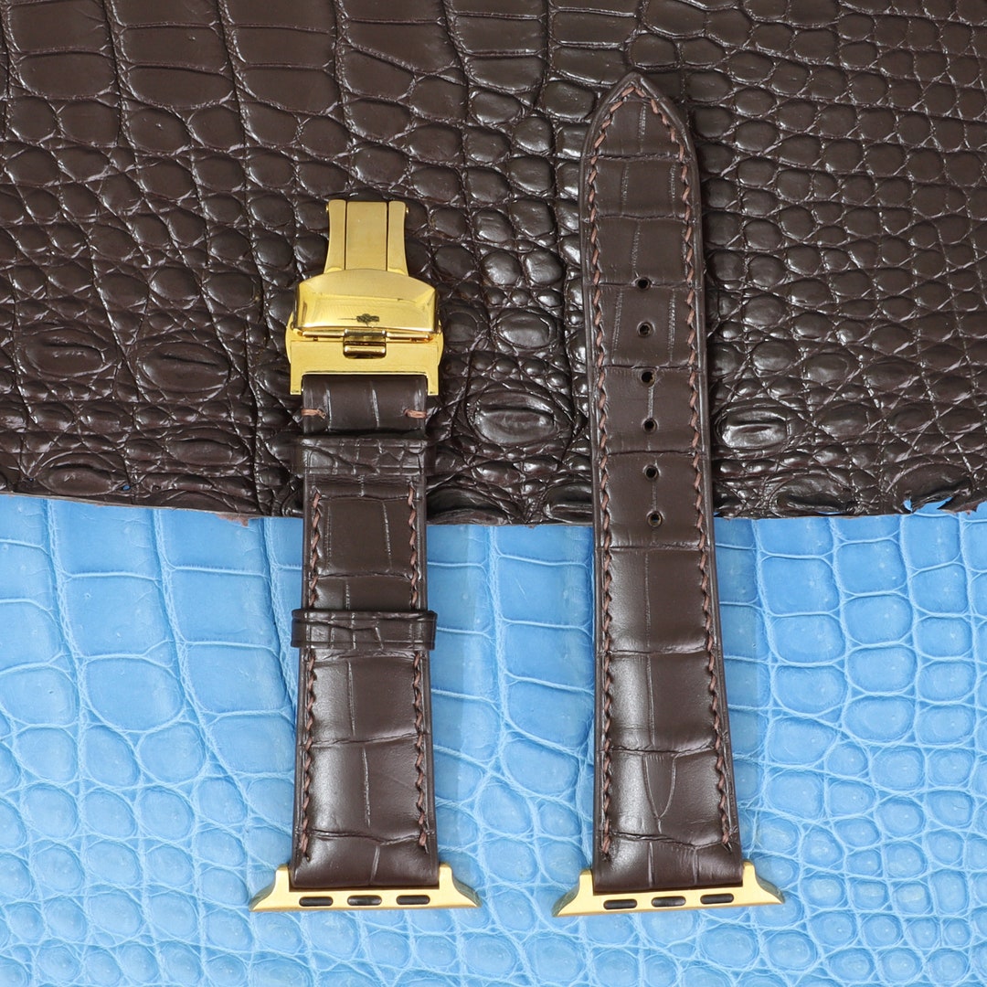 Bracelet De Montre ZRC En Cuir Grain Alligator - 16 Mm, Marron Foncé, Neuf Avec étiquettes
