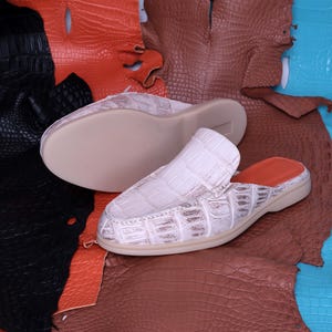 Handmade Alligator Nubuck Mules for Men – Luxury Leather Slip-On Loafers – Custom Exotic Footwear image 3