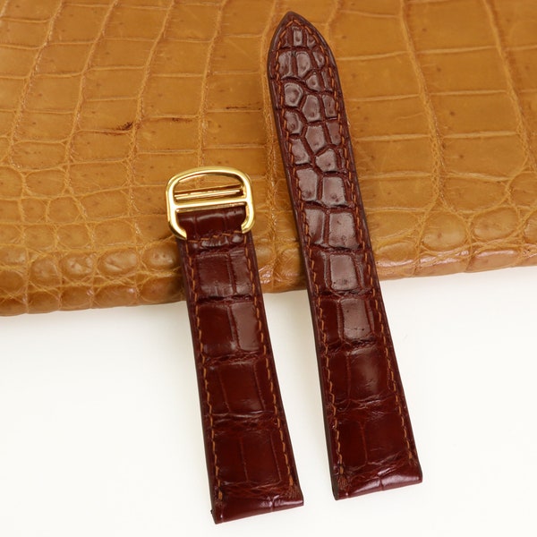 Leather Watch Strap for CA TlER, Replacement Watch Strap Alligator, Used With Folding Deployment Clasp Buckle, Quick Release Pins