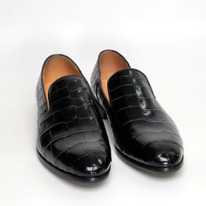 Men Alligator Venetian Loafers, Handmade Minimalist Slip-On Dress Shoes image 7