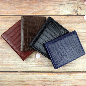 Genuine Leather Passport Holde Double Sides Wallet, Alligator Personalized leather passport holders Double Sides Passport Cover