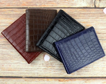 Passeport en cuir véritable Holde Double Sides Wallet, Alligator Passport Holde Double Sides Passport Cover