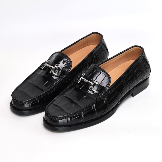 Alligator Horsebit Loafers for Men – Leather Slip-on Dress Shoes