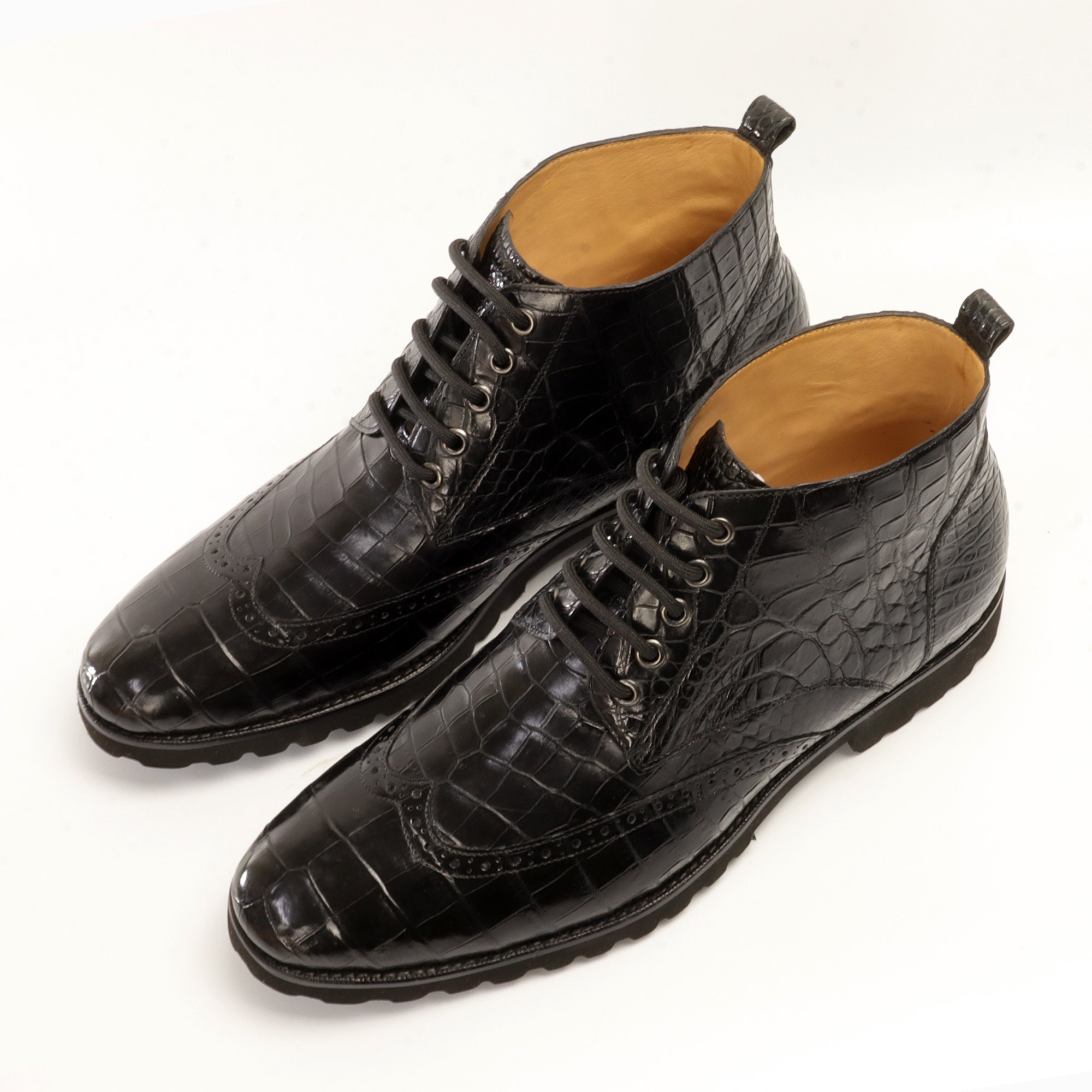 Men’s Black Dress Boots Wingtip Oxford Ankle Boots, Classic Lace-Up, Size 8 NWT Amazon.com | Black Black Wingtip Brogues Pointed Toe Work  main image 3