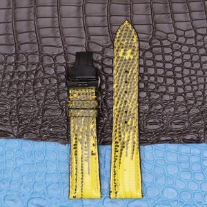 Genuine Leather Watch Band Strap Lizard Iguana Replacement Watch Strap Handmade Quick Release Spring Bars, Deployant Clasp Choice of Width