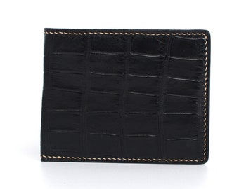 Mens Bifold Genuine Leather Wallet For Men | Personalized Alligator Wallet/ Anniversary Gift For Him/Mens Wallet