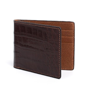 Mens Bifold Genuine Leather Wallet For Men | Personalized Alligator Wallet/ Anniversary Gift For Him/Mens Wallet