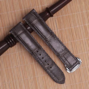 Cinturino di ricambio per orologio in alligatore, da utilizzare con fibbia pieghevole, cinturino in pelle, perno a sgancio rapido (16 colori disponibili)
