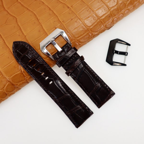 Genuine Leather Watch Band Strap Use Quick Release Spring Bars Alligator Replacement Watch Strap 28, 26 24, 22mm