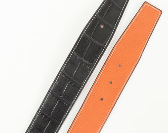 リバーシブルレザーベルト オレンジ 32 mm 1.25インチまたは40 mm 1.5