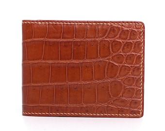 Mens Bifold Genuine Leather Wallet For Men | Personalized Alligator Wallet/ Anniversary Gift For Him/Mens Wallet