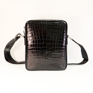 Sac bandoulière messager pour homme, sac à main en alligator, sac porte-documents d'affaires, sac pour ordinateur portable, sac pour iPad, cuir noir