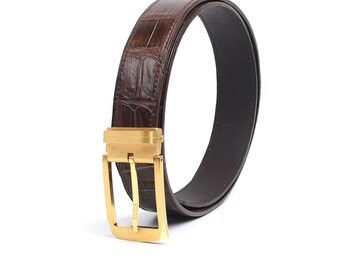 Alligator Belt for Men, Handmade 35mm Wide Custom Exotic Leather Strap, Leather Waist Belt