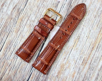 Genuine Leather Watch Band Strap Alligator Replacement Watch Strap Band Handmade 24, 22, 21, 20, 19, 18, 16, 14mm