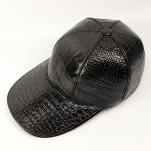 Adjustable Alligator Cap, Handmade Leather Baseball Hat, Custom Colors Available, Unique Gift for Stylish Men