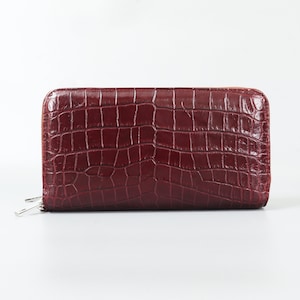 Cartera larga de cuero con cremallera para hombre, cartera de mano de negocios, cartera larga con doble cremallera de piel de cocodrilo para hombre, tarjetero de viaje, billetera para teléfono