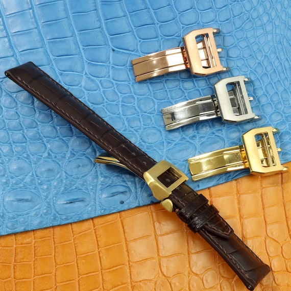 本革アリゲーターウォッチストラップはIWCのフォールディングクラスプ