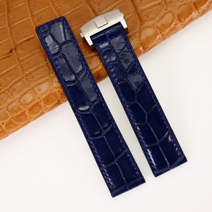 Leather Watch Strap for Tag-He, Replacement Tag-He Watch Strap Alligator, Used With Folding Deployment Clasp Buckle