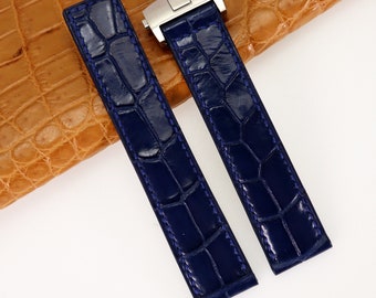 Leather Watch Strap for Tag-He, Replacement Tag-He Watch Strap Alligator, Used With Folding Deployment Clasp Buckle