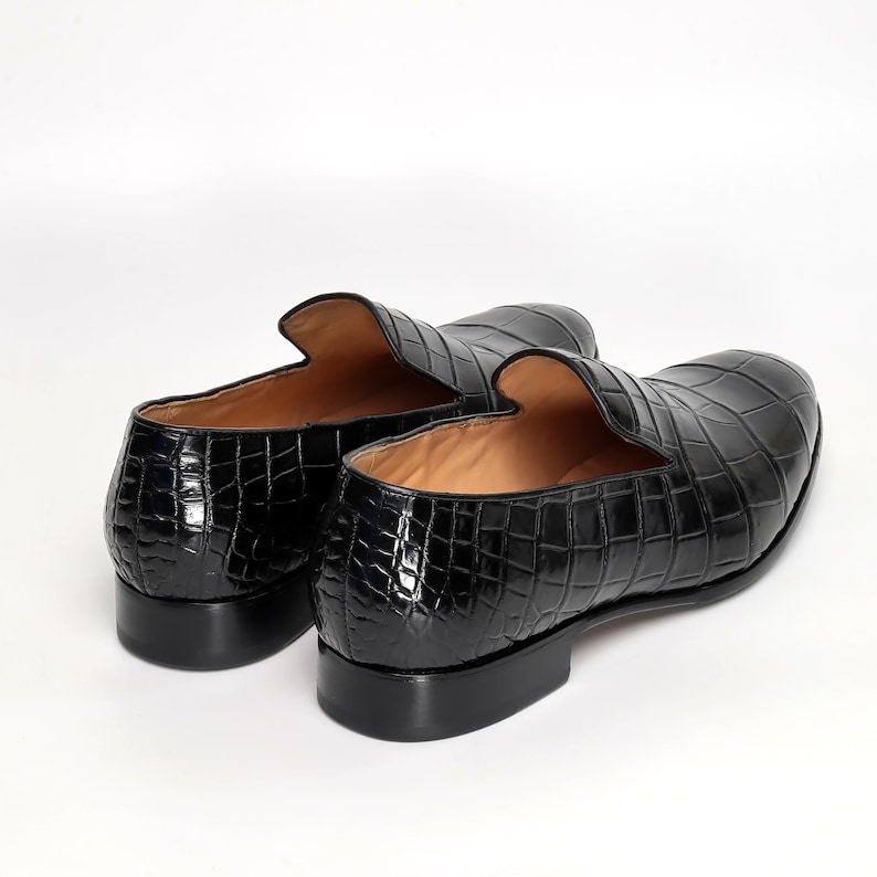 Men Alligator Venetian Loafers, Handmade Minimalist Slip-On Dress Shoes image 6