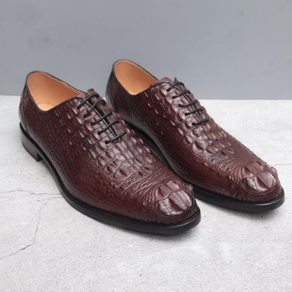 brown alligator dress shoes Alligator Leather Cromwell Penny Loafer, Dark Brown Alligator / 10.0