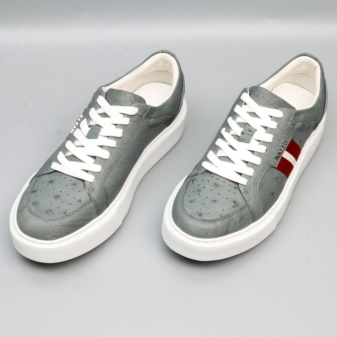 Scarpe da ginnastica da uomo in vera pelle di struzzo, scarpe da
