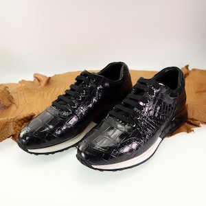 Handmade Genuine Leather Men Sneaker, Mens Casual Shoes, Casual Footwear, Stylish Men Sneakers, Custom Alligator Men Shoes Size 7-11US
