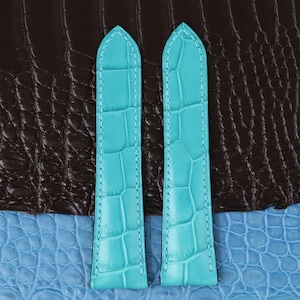 Turquoise Genuine Leather Watch Strap Alligator Replacement Watch Strap Used With Deployment Clasp