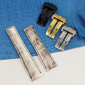 Leather Watch Strap for Tag-He, Replacement Tag-He Watch Strap Alligator, Used With Folding Deployment Clasp Buckle