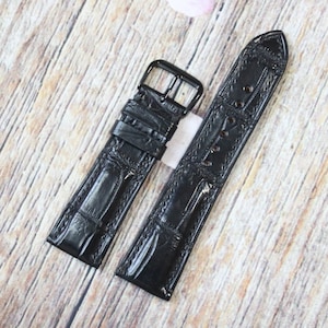 Genuine Alligator Leather Watch Band Strap Replacement Watch Strap Band Handmade 24, 22, 21, 20, 19, 18, 16, 14mm