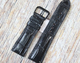 Genuine Alligator Leather Watch Band Strap Replacement Watch Strap Band Handmade 24, 22, 21, 20, 19, 18, 16, 14mm