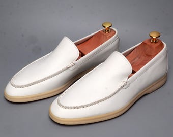Mocasines de cuero hechos a mano para hombre: mocasines italianos de piel de vaca