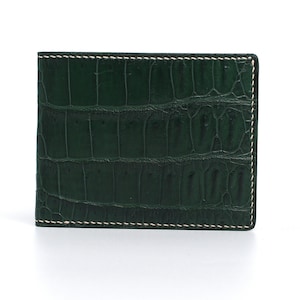 Cartera plegable de cuero genuino para hombre para hombre/cartera de cocodrilo personalizada/regalo de aniversario para él/cartera para hombre