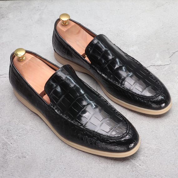Alligator Venetian Loafers for Men – Handmade Slip-On Leather Dress Shoes