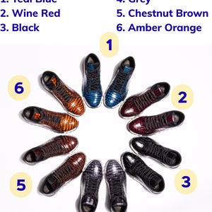 Genuine Leather Men’s Sneaker Shoes Patina Alligator Men Shoes Size 7-11US image 2