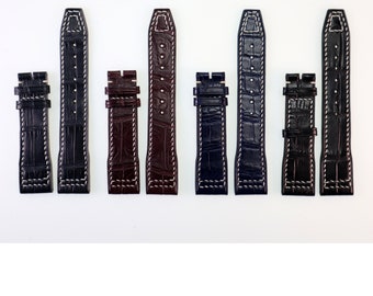 Handmade Leather Watch Strap Compatible with lWC – Pin Buckle Band, Quick Release