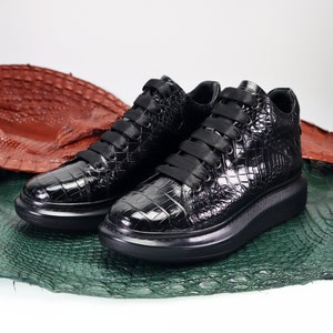 Zapatos de hombre de piel auténtica Belly / Zapatillas de hombre de piel de cocodrilo negra talla 7-11 EE. UU. n.º 861