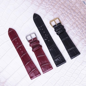 Bracelet de montre Tank en cuir d'alligator – Bracelet en cuir fabriqué à la main, design fin et non rembourré