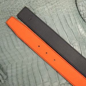 Reversible TEXTURED Calfskin Belt Strap for HERMES Buckle Belt Kit