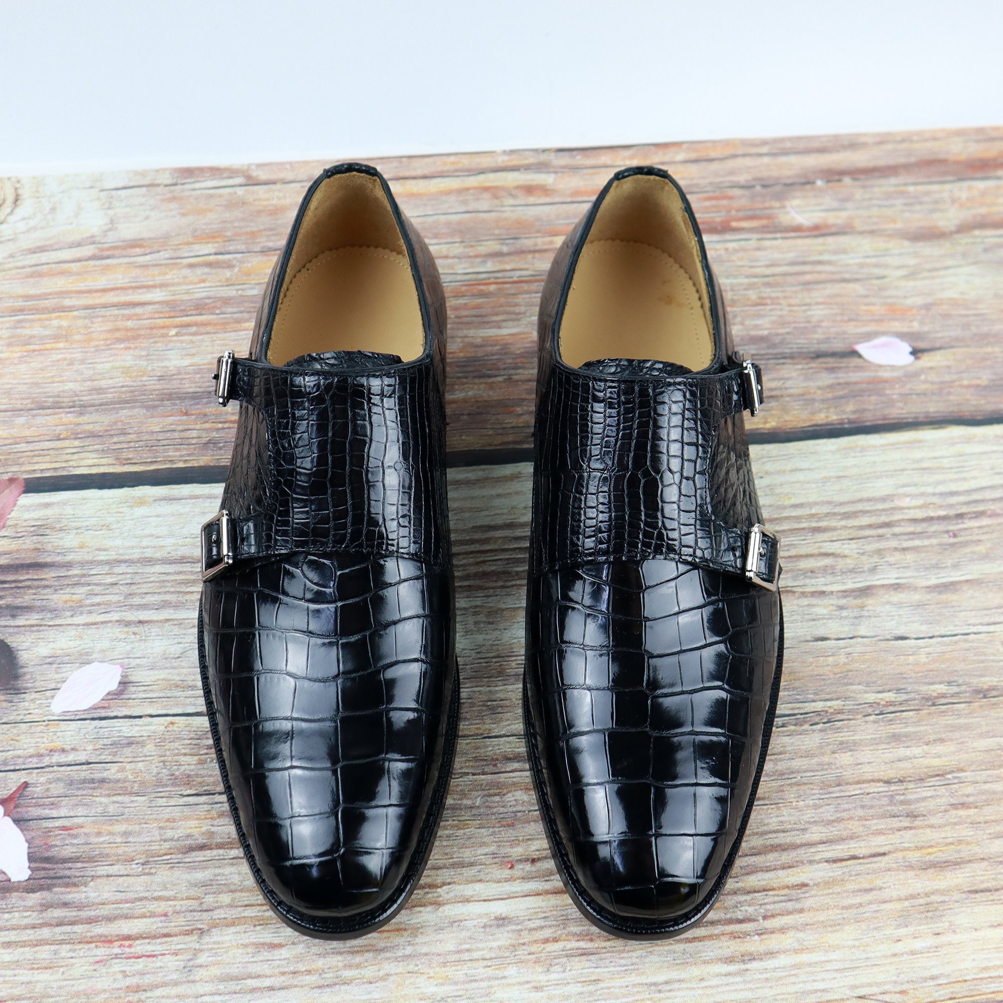 Belly Genuine Leather Men's Double Monk Strap Dress Shoes Belly Genuine Leather Men's Double Monk Strap Dress Shoes