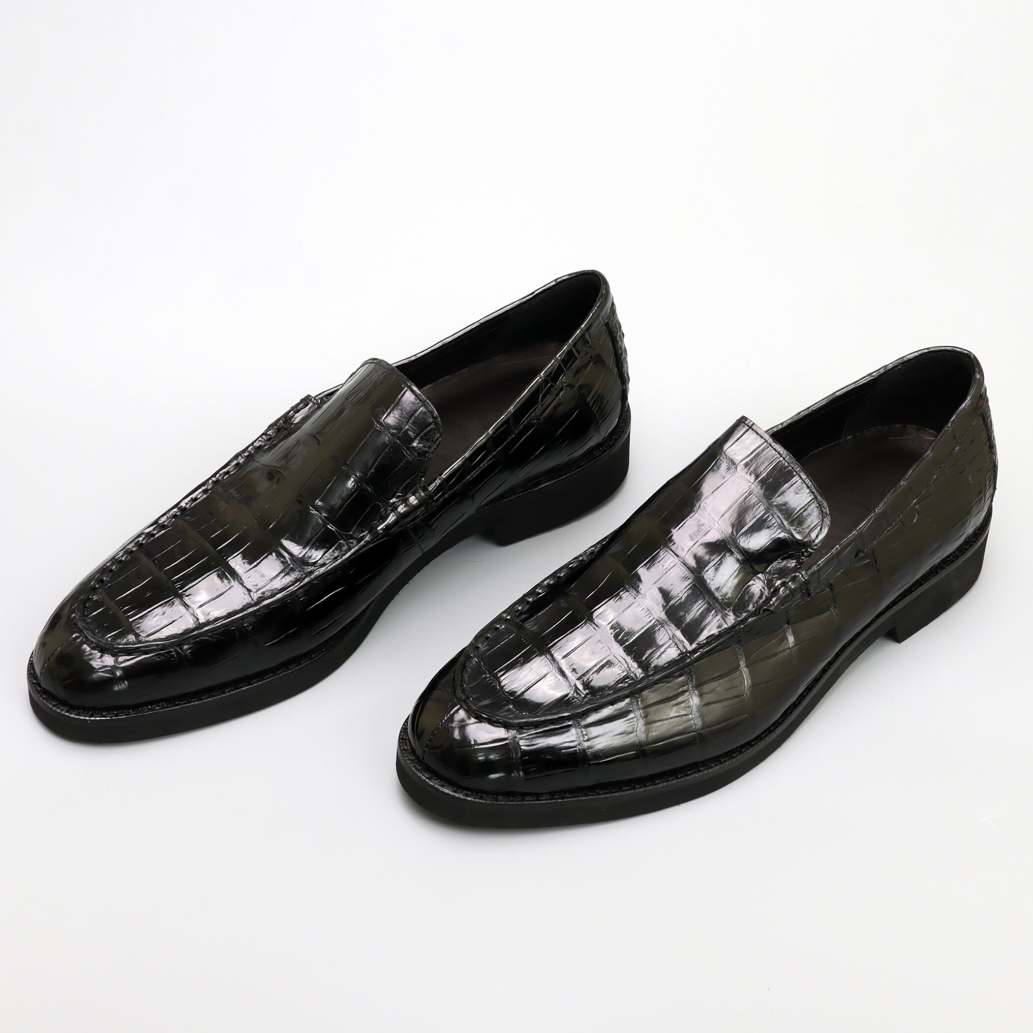 Genuine Leather Shoes for Men Black, Dark Brown Alligator