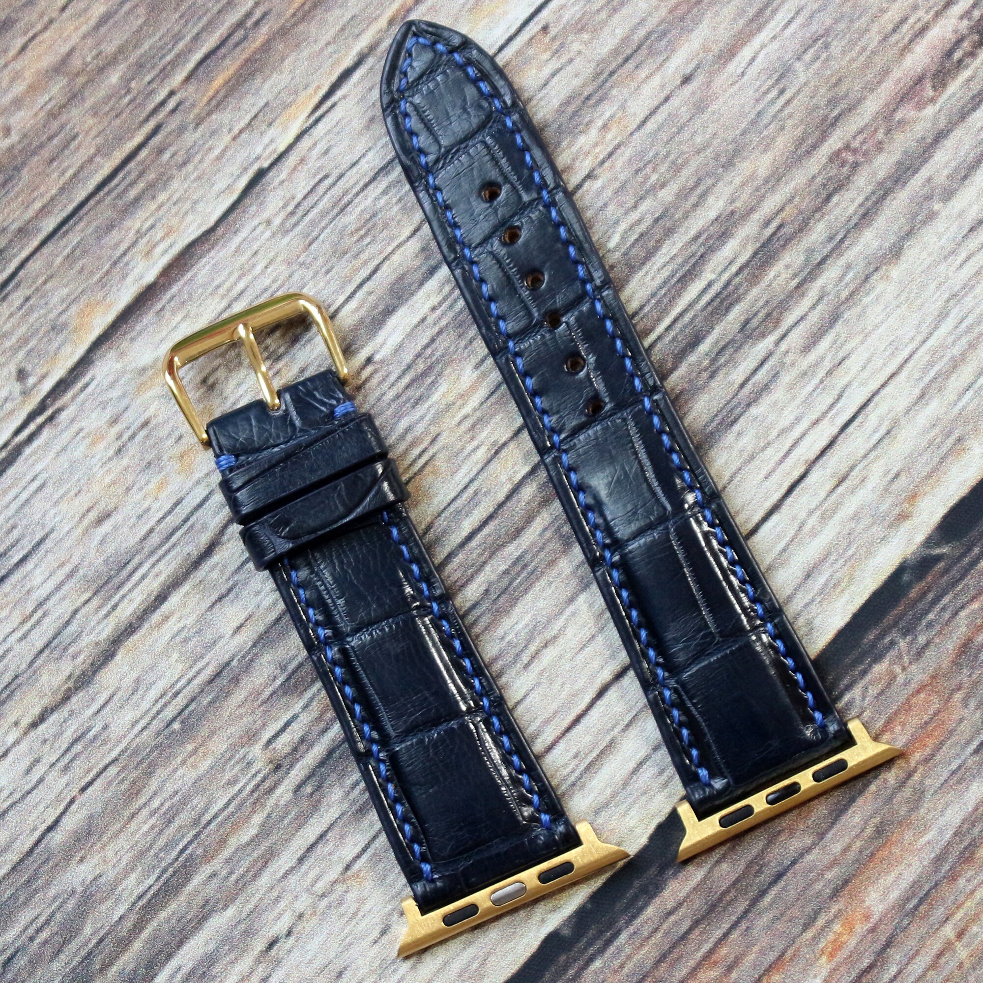 Blue Alligator Watch Band Strap Fits Apple Watch Iwatch, 100  display picture 3